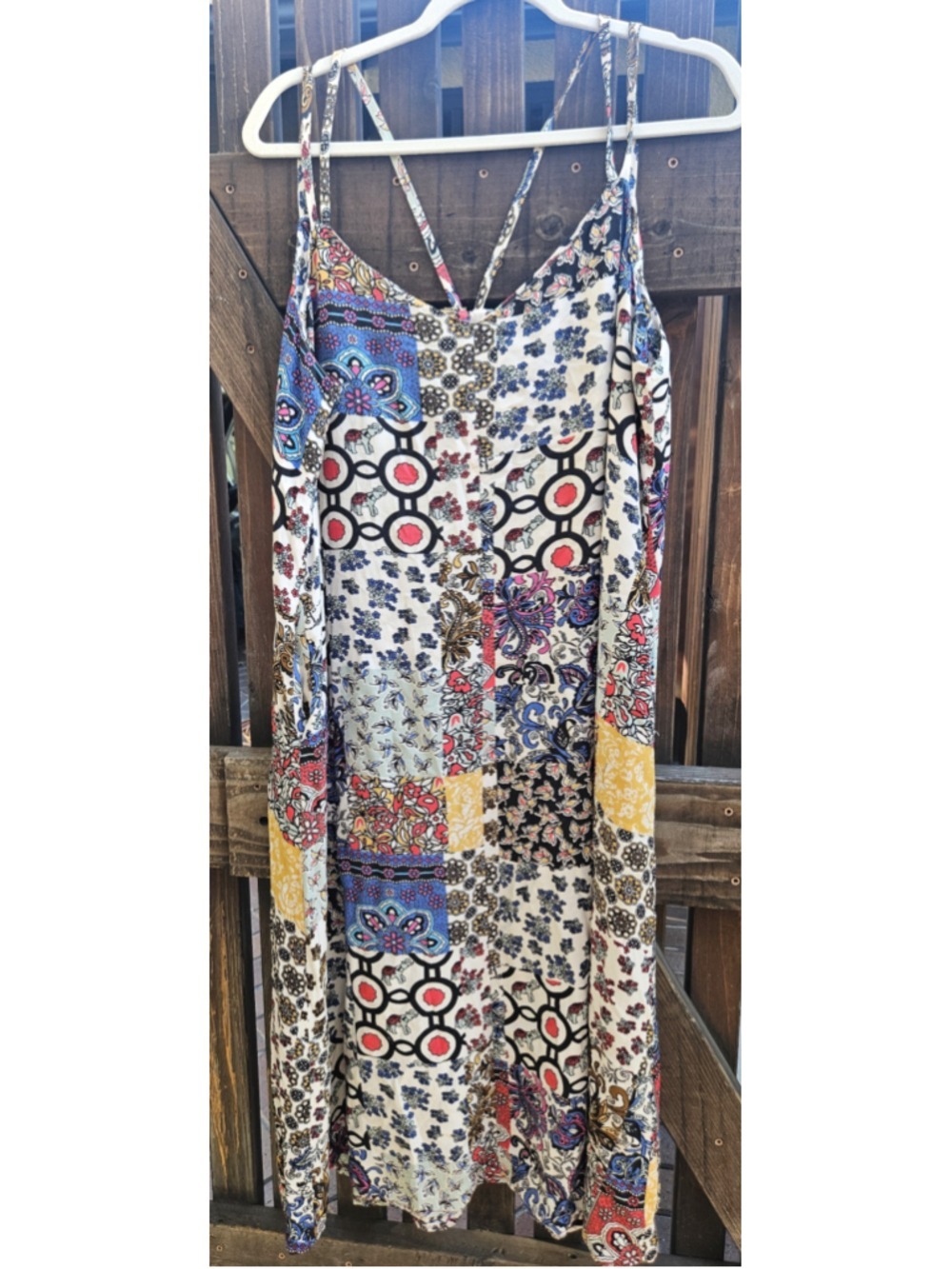 For The Republic Boho Patchwork Elephant Maxi Dress Multicolor Size XL